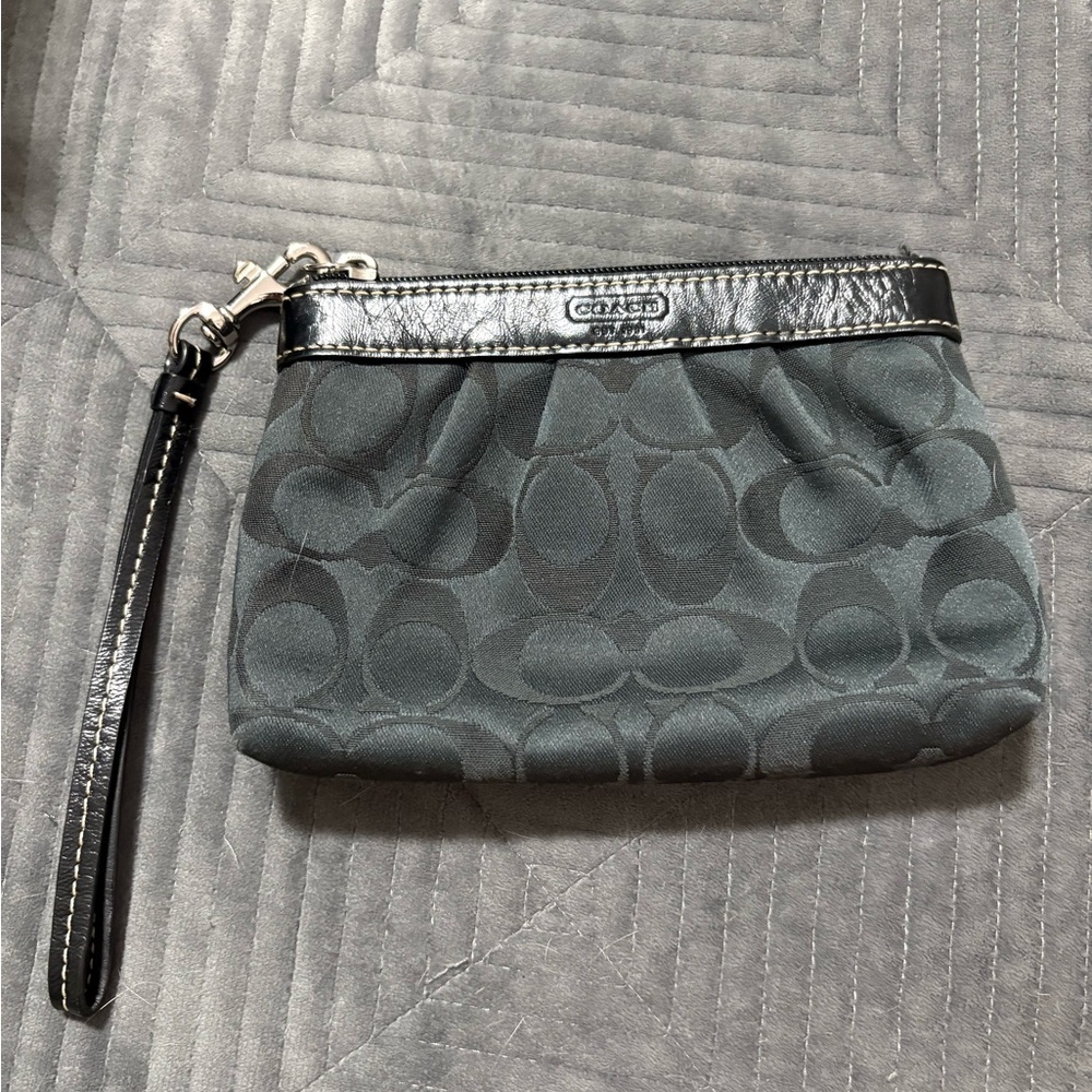 Coach Gray and Black Signature Wristlet